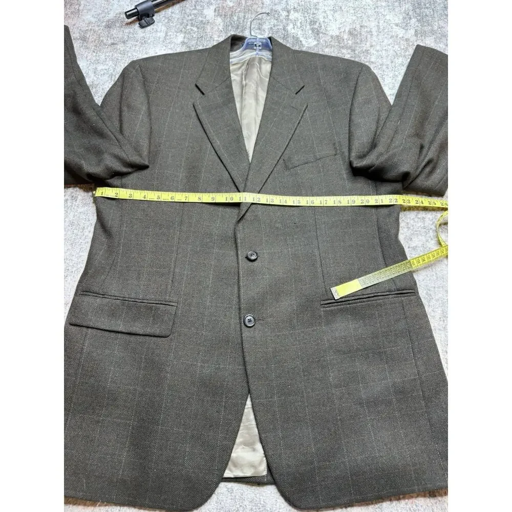 VTG Polo Ralph Lauren Blazer Mens 44 L Green Plaid Windowpane Union Made in USA